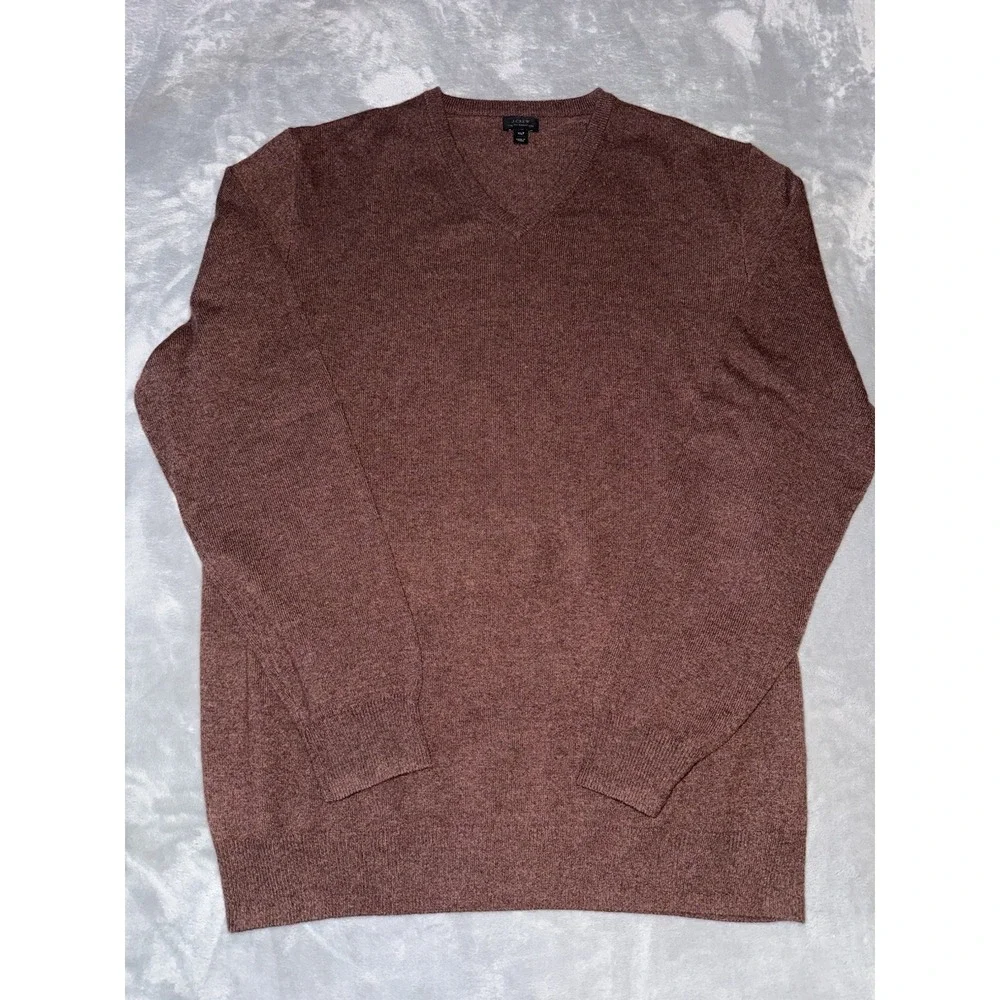 J.Crew Mens XLT V-Neck‎ Sweater Italian Cashmere Tall Brownish Preppy Officecore